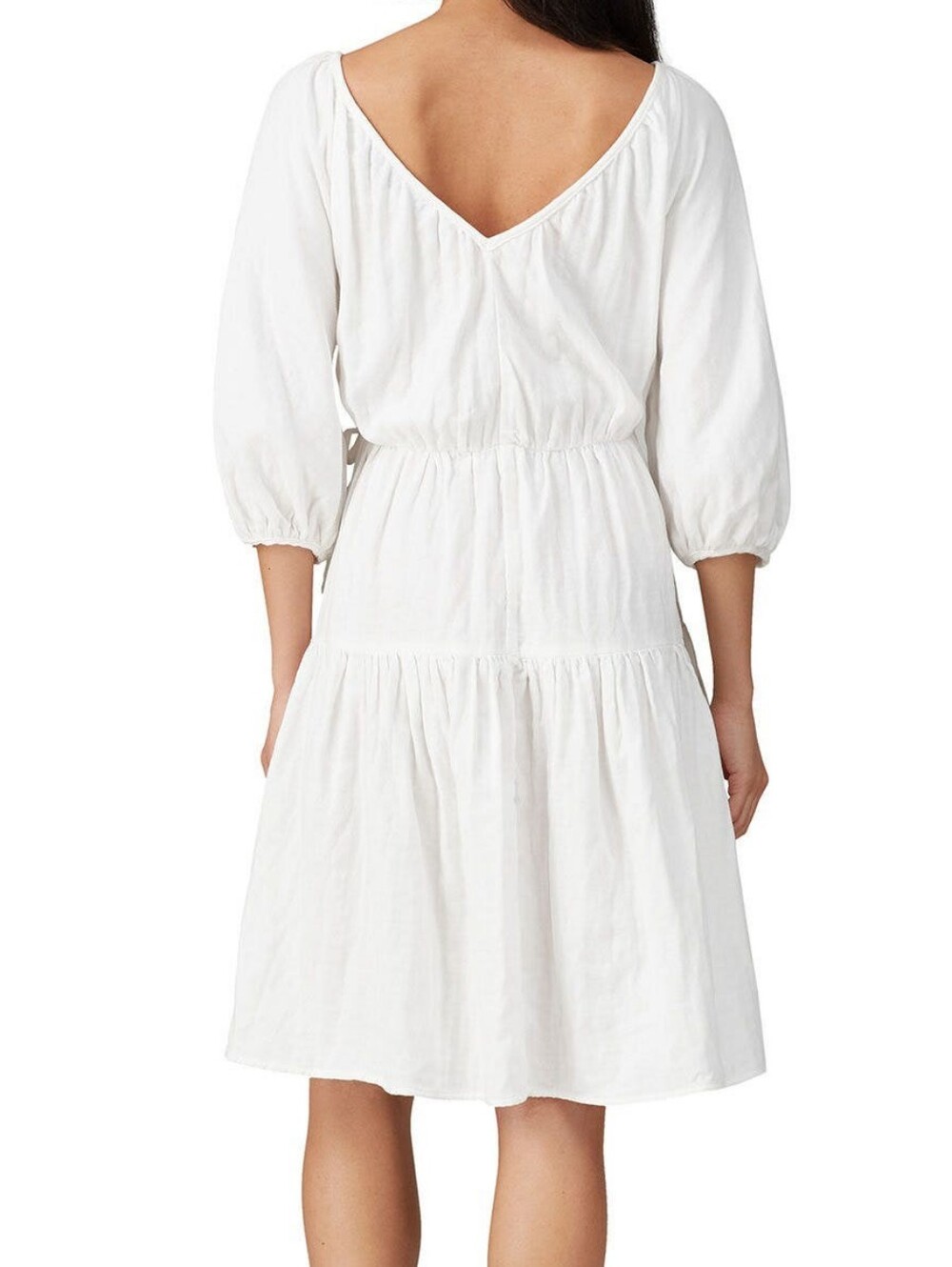 Lov, Whit White Puff Sleeve Wrap Dress XS - Picture 3 of 7